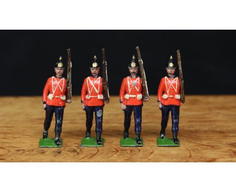 W Britain (Britains) No.29 British Army Display - The Royal West Surrey Regiment, comprising four soldiers, each marching at 