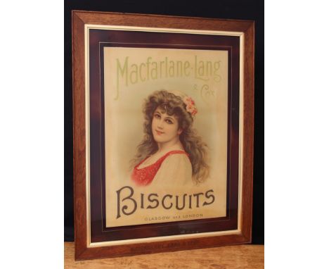 Advertising, Macfarlane Lang &amp; Co - a late 19th century rectangular pictorial crystoleum type showcard on glass, depictin
