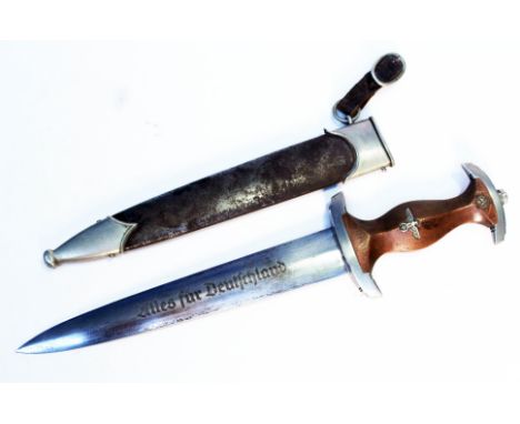 A Nazi SA dagger with wooden handle and scabbard, length 37.2cm. Condition - good, general wear to include marks and scratche