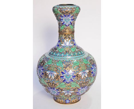 A Chinese cloisonné vase labelled 'Jingfa' to base, height 30cm. Condition - very good, no loss to enamel, no cracks, minor w