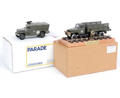 French 1/48th scale resin military vehicle group, 2 examples to include Parade No.19 US Army Scout Car, and a WW2 GMC 353 on 