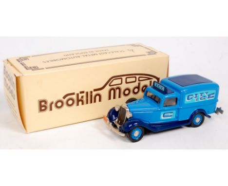 Brooklin Models 1/43rd scale white metal model of a "City Ice" Dodge Delivery Van, finished in light blue and dark blue, in t