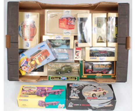 2 boxes containing 33 mixed Modern Issue Corgi Toys diecast vehicles, mixed series and subjects, to include No.19306 Eddie St