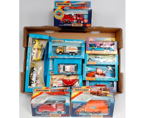 11 assorted Matchbox Superkings diecast group, all boxed, some windows split, examples to include K-105 Peterbilt Tipper Truc