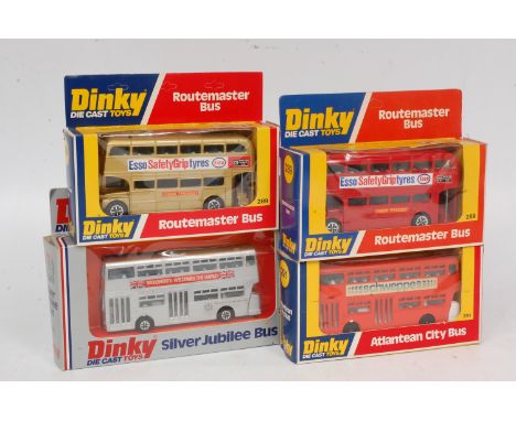 Dinky Toys Public Transport diecast group, 4 window boxed examples, to include No.289 Esso Routemaster Bus (NM-BVG), No.289 E