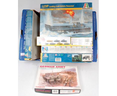 16 assorted plastic military kits, mixed manufacturers to include Italeri, ARV Club, Tamiya, Smart Kit and others, all un-che