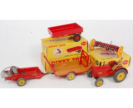 Dinky Toys Boxed and Loose Farming Group, to include a Loose Massey Harris Farm Tractor with Driver (G), a loose Massey Harri