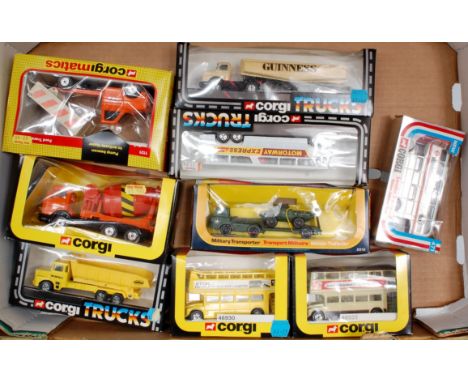 9 mixed issue boxed Corgi Toys, all in window boxes, some windows split and away from boxes, to include No.471 London Transpo