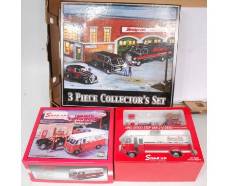 Crown Premiums Snap On 1/32nd and 1/34th scale boxed set group, 2 boxed examples to include 1/32nd 3 Piece Collectors Set com