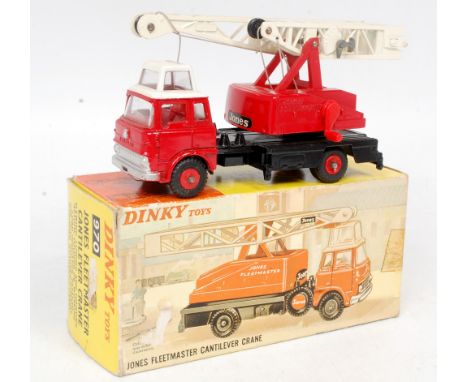 Dinky Toys, 970 Jones Fleetmaster cantilever crane, matt red cab and back, white roof, white interior with black chassis, whi