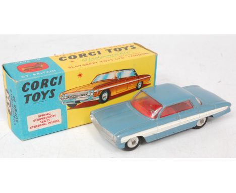 Corgi Toys, 235 Oldsmobile Super 88, metallic steel blue body, with white side flash, red interior with silver detailing, in 