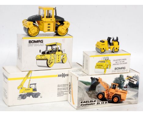 Conrad, NZG and Bomag construction vehicle group, 4 examples to include Conrad No.2711 Bomag BW120 AD-2 Mini Roller, Bomag BW
