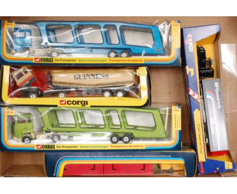 Corgi Toys Commercial Vehicle Boxed Diecast Group, 5 examples, to include No.1159 Car Transporter, box window split (NM-BFG),