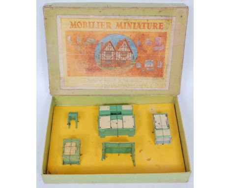 Dinky Toys, Pre-War No.103 Cuisine Kitchen Furniture Set, comprising of 103A Refrigerator, 103B Kitchen Cabinet, 103C Electri