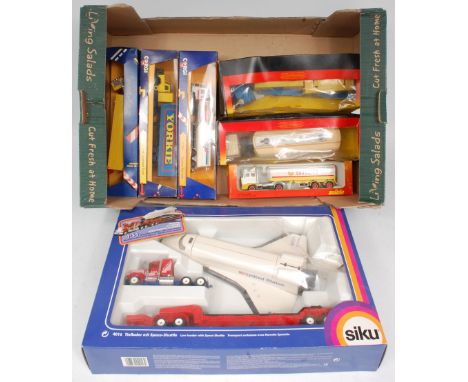 Corgi Toys, Solido and Siku Mixed Commercial Vehicle Group, 7 examples, some boxes with split windows and storage damage, exa