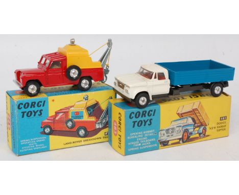 Corgi Toys Commercial Vehicle Group, 2 boxed examples to include Corgi, 477 Land Rover breakdown truck, red, yellow canopy, '