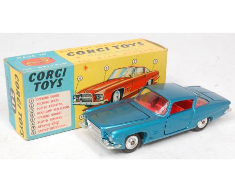 Corgi Toys, 241, Chrysler Ghia L64, Metallic blue body with red interior, spun hubs, with Corgi dog on parcel shelf, in the o