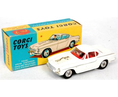 Corgi Toys, 258 The Saints car, Volvo P1800, white body, red interior, black Saint logo on cream ground, spun hubs, club leaf