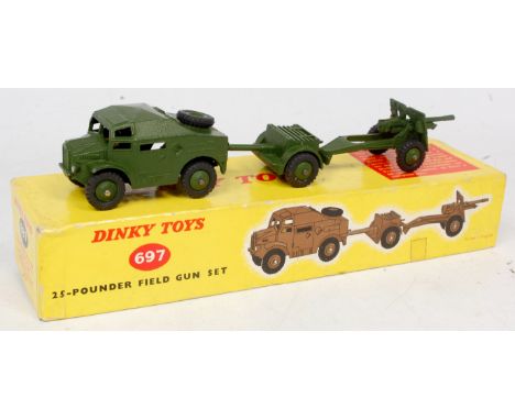 Dinky Toys, 697 25-pounder field gun gift set comprising of field artillery tractor, trailer and 25-pounder field gun, all in