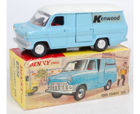 Dinky Toys, 407 Ford Kenwood transit van, light blue and white body, red interior, promotional model, some playwear in origin