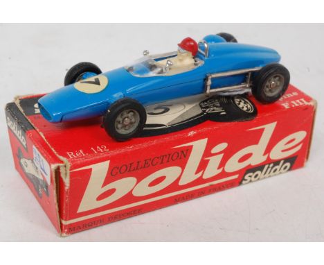 Solido, No.142, Alpine F.III Racing Car, blue body with RN7, white driver with red helmet, black tyres, in the original red, 
