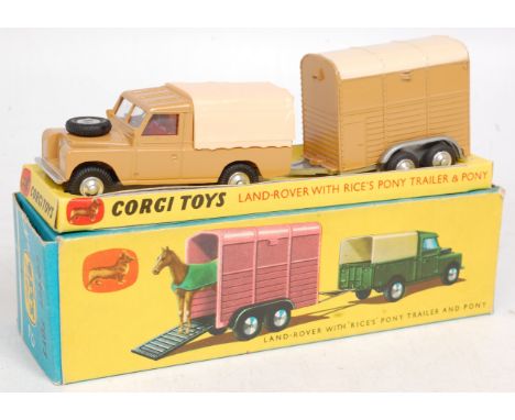 Corgi Toys, Gift Set 2, Land Rover and pony trailer, light brown Land Rover with apricot tilt with light brown horse-box and 