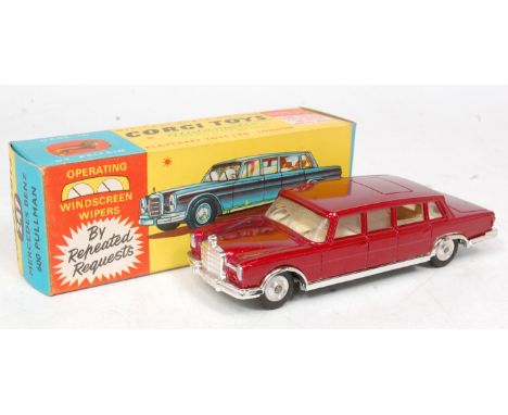 Corgi Toys, 247 Mercedes Benz 600 Pullman, metallic red body, cream interior, windscreen wipers, spun hubs, in original all c