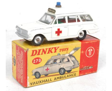 Dinky Toys No.278 Vauxhall Victor "Ambulance", white body, blue roof light, pale green interior with figure and patient on st