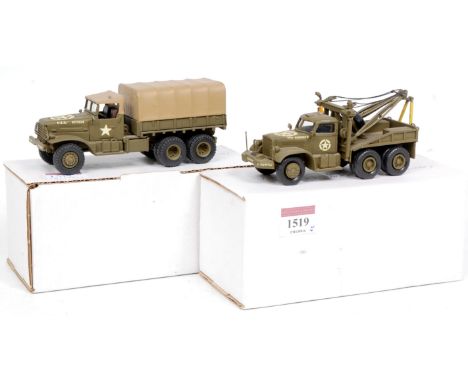 Smith Models 1/48th scale white metal WW2 US Army kit built group, 2 examples to include a 6-Ton GS Truck with white star to 