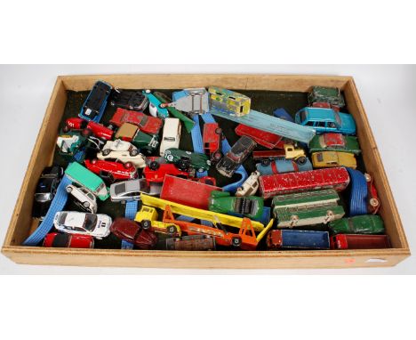 2 trays of mixed play worn and modern issue diecasts, to include Dinky, Corgi, and others, specific examples include Dinky Au