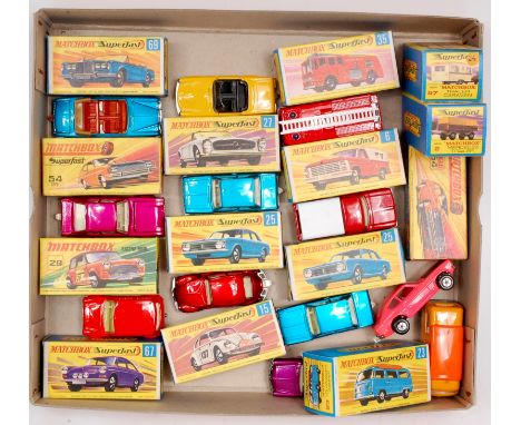 Matchbox Superfast Boxed Diecast Group, 14 Boxed Examples, All NMM-BVG, to include No.29 Racing Mini, No.54 Capri, No.25 Ford