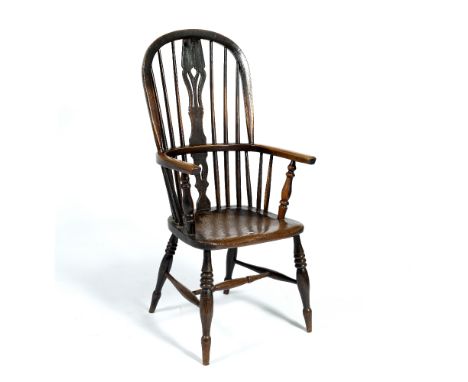 Windsor armchair 19th Century, with pierced splat and stick back , 38cm across x 112cm high