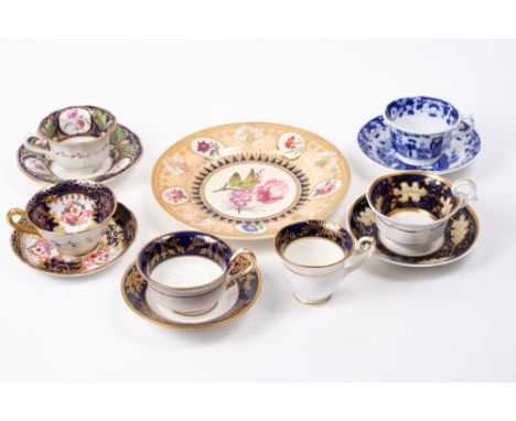 Group of English porcelain to include Spode trio 2721, late Coalport cup and saucer 4636, Alcock cup and saucer 1825, Old Eng
