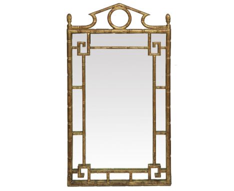 Gilt Chinese style wall mirror contemporary, 120cm x 85cm and a decorative French style print, 45cm x 52cm