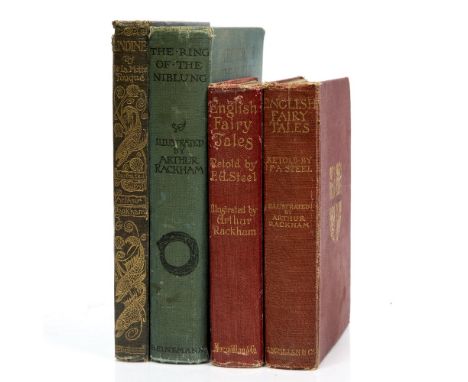 Books  Arthur Rackham (illustrated by), Undine by De La Motte Fouque, 1909, The Ring of the Niblung, 1939, and two copies of 