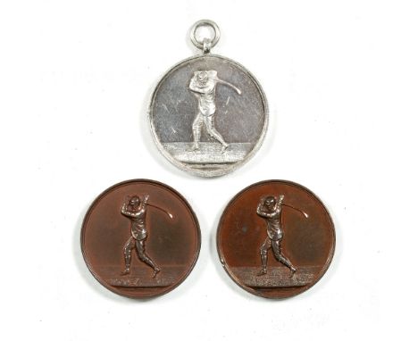 Collection of three golfing medals one silver and two bronze, awarded to T.K. Ashton, issued by the Cheltenham Golf Club, the