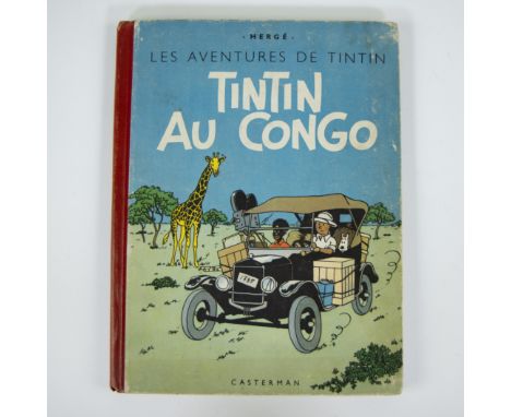 Album Tintin au Congo, 1942, first reprint with large frontispiece, circulation 5000 copies, with 4 colour plates, back cover