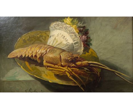 Jean-Baptiste ROBIE (1821-1910)Oil on panel Nature morte à l'hommard, signed and dated 1847.Olie op paneel Nature morte à l'h