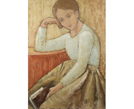 Antoon CATRIE (1924-1977), oil on panel Girl's portrait, signed and dated '58Antoon CATRIE (1924-1977), olie op paneel Meisje