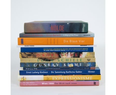 Various art books of German expressionism a.o. Kokoska, Klimt, Nolde, SchieleDiverse kunstboeken over Duits expressionisme o.