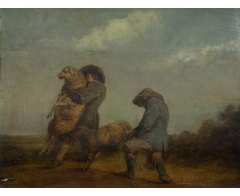 Albert CUYP (1620-1691 (attrib.) oil on panel Men and sheepAlbert CUYP (1620-1691 (attrib.) olie op paneel Mannen en schapen3