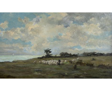 Henry SCHOUTEN (1857/64-1927), oil on panel Landscape with Cows, signedHenry SCHOUTEN (1857/64-1927), olie op paneel Landscha
