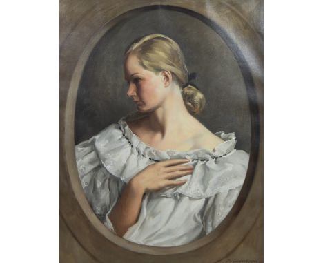 Robert VAN CAUWENBERGHE (1905-1985), oil on canvas Girl's portrait, signedRobert VAN CAUWENBERGHE (1905-1985), olie op doek M
