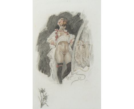 Félicien ROPS (1833-1898), colour engraving Impudence, monogrammed in the plate FR and with cachet rouge Gustave PeletttFélic