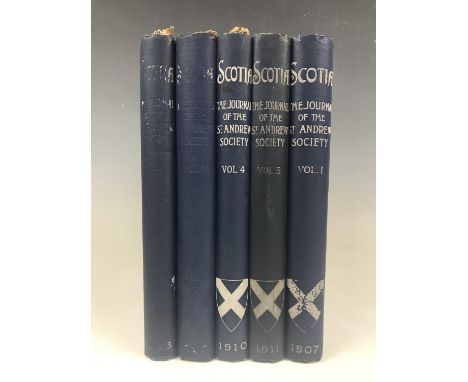 Scotia, The Journal of the St Andrew Society, Edinburgh, published for the Society by R & C Clark, large 8vo, five volumes, 1