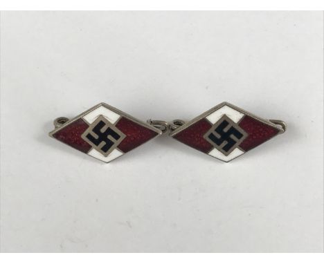 Two German Third Reich Hitler Youth members' enamel badges