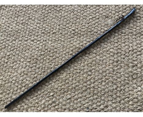An antique bamboo sword stick, having single edged and single fullered blade, the latter decorated with foliate engraving nea