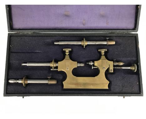 A cased 19th Century watch-maker's brass jacot tool