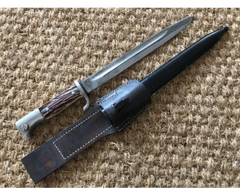 A German Third Reich KS98 dress bayonet by Anton Wingen, having antler grip scales