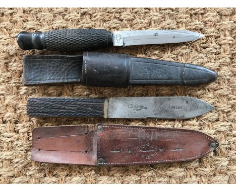 A late 19th / early 20th Century "thistle-top" hunting knife by Butler of Sheffield, together with a Slater Brothers "Green R